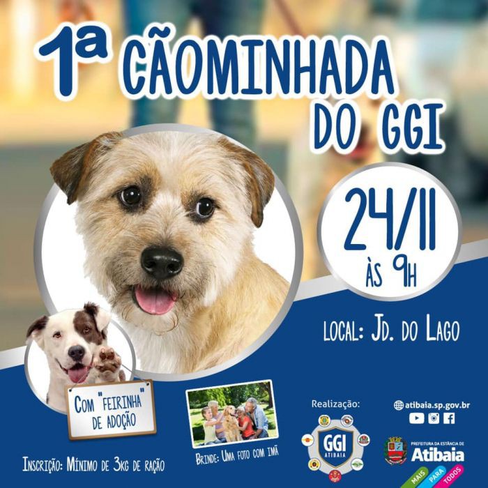 1ª CÃOMINHADA DO GGI ACONTECE EM ATIBAIA NO DIA 24 DE NOVEMBRO